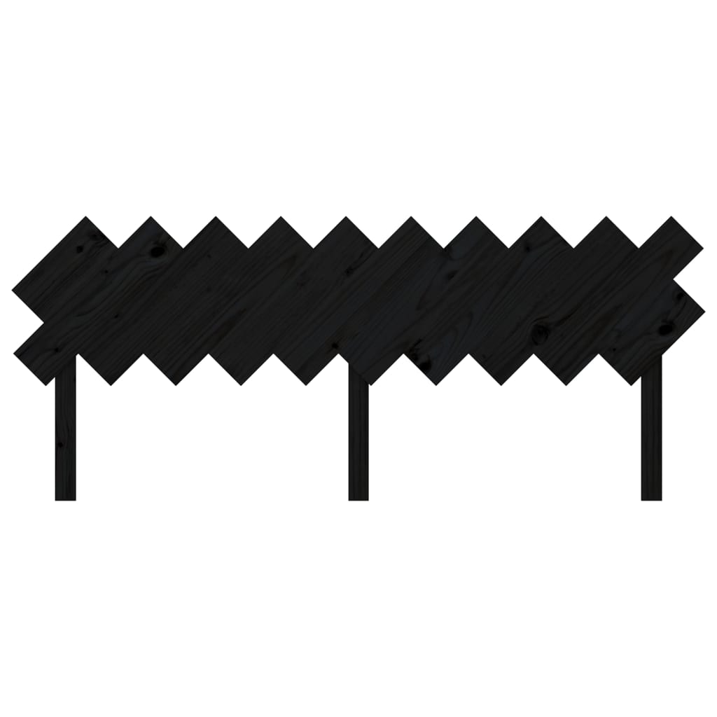 Bed Headboard Black 196x3x80.5 cm Solid Wood Pine