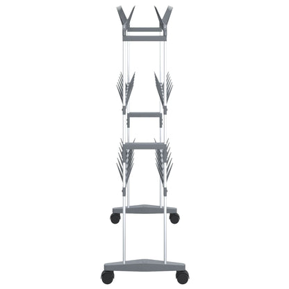 Shoe Rack with Wheels Silver 66x27x100 cm