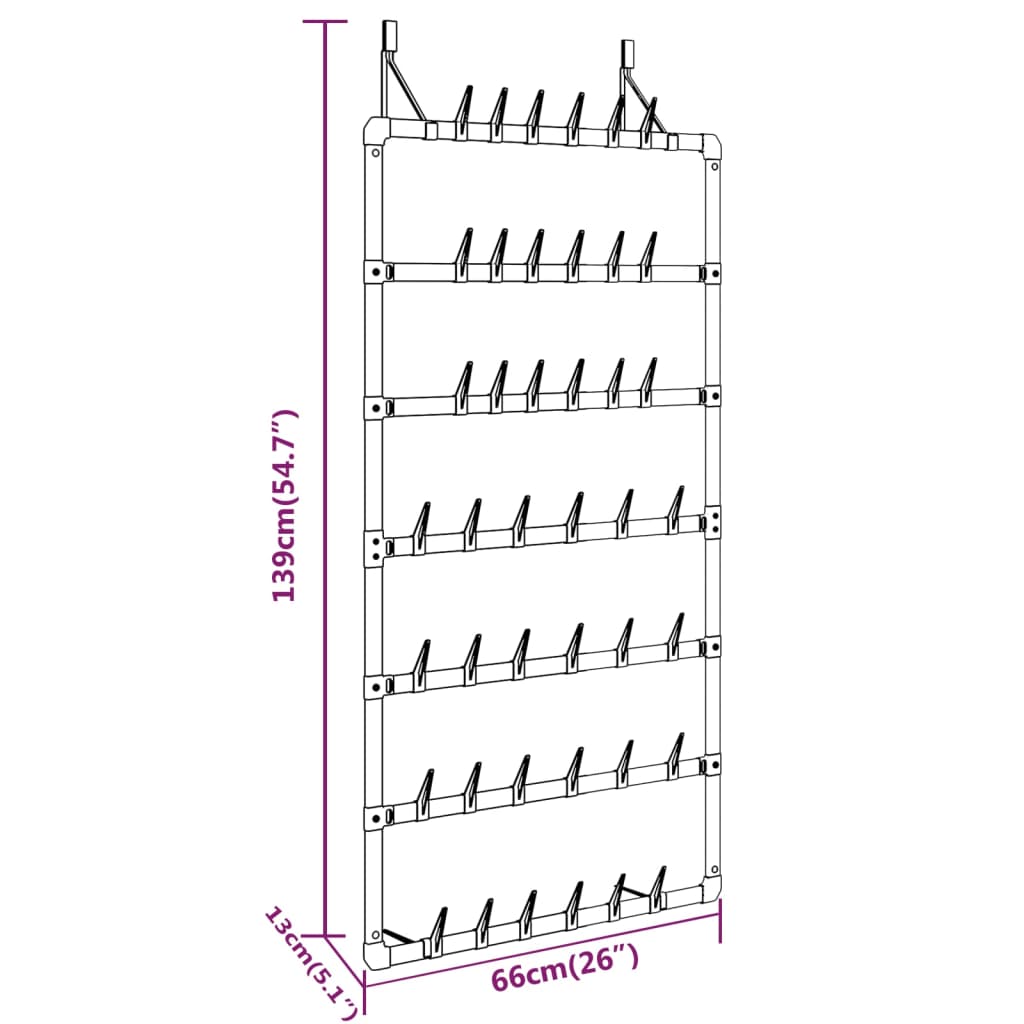 Hanging Shoe Rack Silver 66x13x139 cm