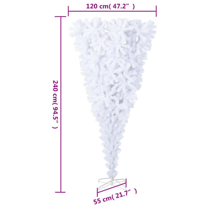 Upside-down Artificial Christmas Tree with Stand White 240 cm