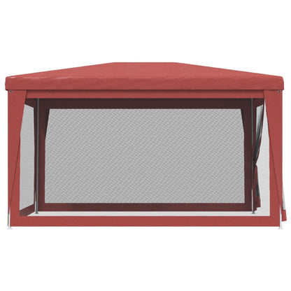 Party Tent with 4 Mesh Sidewalls Red 3x4 m HDPE