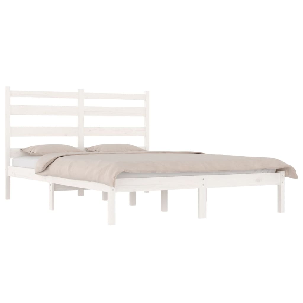 3103644 vidaXL Bed Frame without Mattress White Solid Wood 120x200 cm (810013+818411)