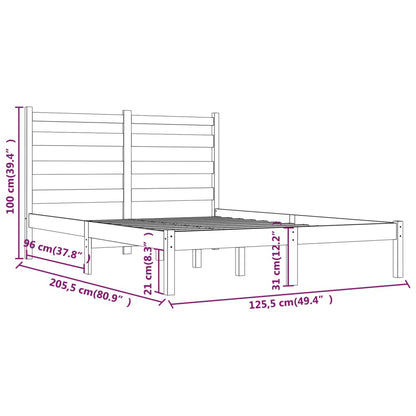 3103644 vidaXL Bed Frame without Mattress White Solid Wood 120x200 cm (810013+818411)