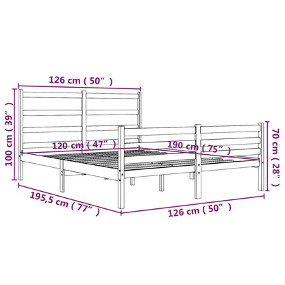 Bed Frame without Mattress White Solid Wood Small Double