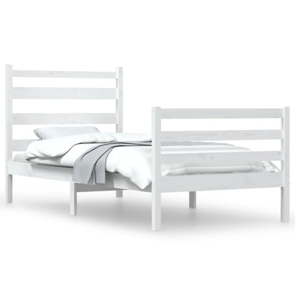 Bed Frame without Mattress Solid Wood Pine 100x200 cm White