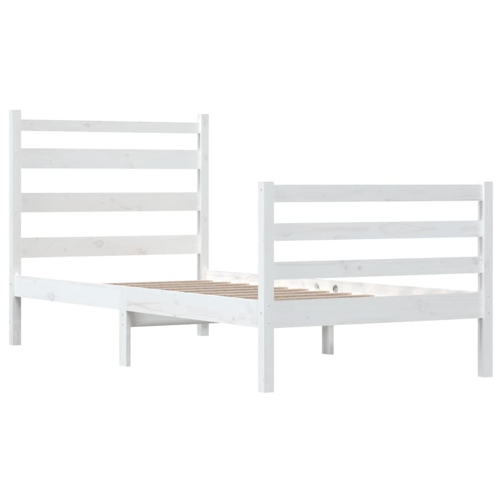 Bed Frame without Mattress Solid Wood Pine 100x200 cm White