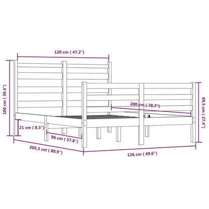 Bed Frame without Mattress Solid Wood Pine 120x200 cm White