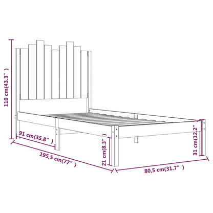 Bed Frame without Mattress Solid Wood Small Single