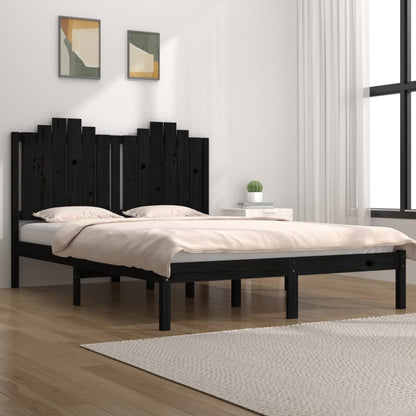 3103762 vidaXL Bed Frame without Mattress Black Solid Wood 140x190 cm (810001+818474)