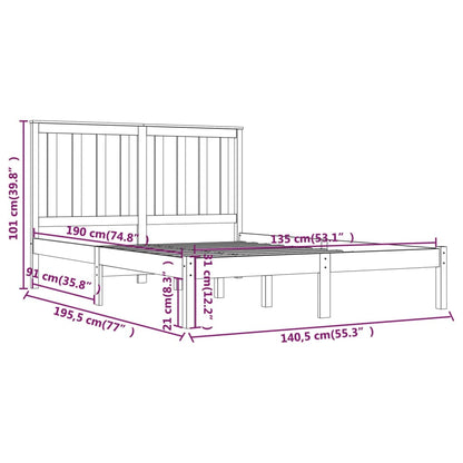 Bed Frame without Mattress Solid Wood Double
