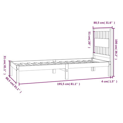 Bed Frame without Mattress Solid Wood Small Single