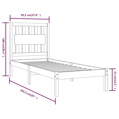 Bed Frame without Mattress White Solid Wood Single