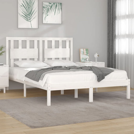 3103929 vidaXL Bed Frame without Mattress White Solid Wood 120x200 cm (810013+818561)