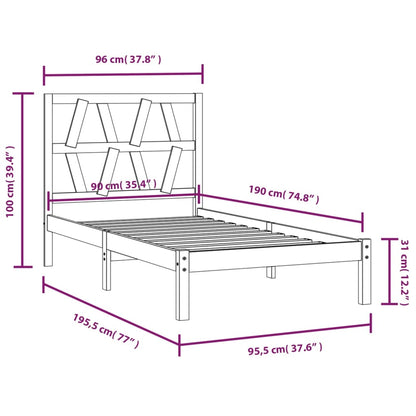 Bed Frame without Mattress Solid Wood Single