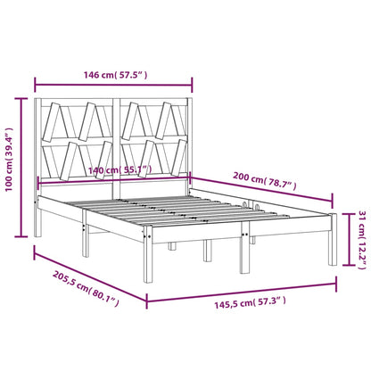 3103998 vidaXL Bed Frame without Mattress Solid Wood 140x200 cm (810017+818620)