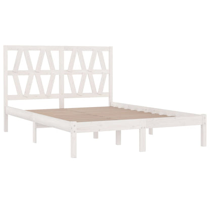 Bed Frame without Mattress White Solid Wood Pine King Size
