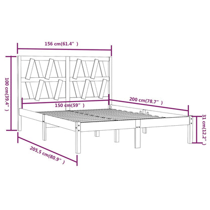 Bed Frame without Mattress White Solid Wood Pine King Size