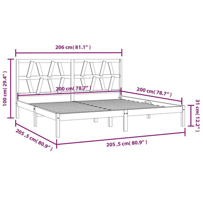 3104019 vidaXL Bed Frame without Mattress White Solid Wood 200x200 cm (810038+818641)