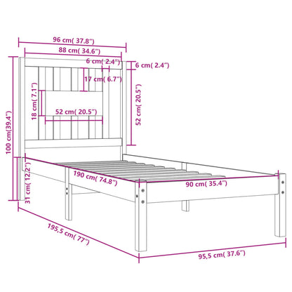 Bed Frame without Mattress Solid Wood Single