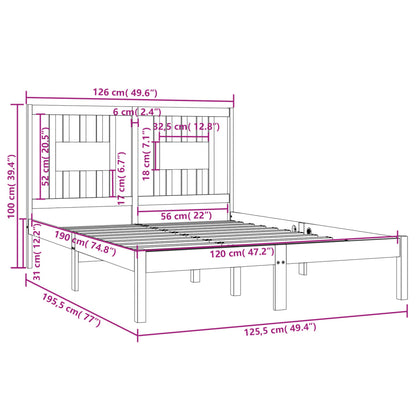 Bed Frame without Mattress White Solid Wood Small Double