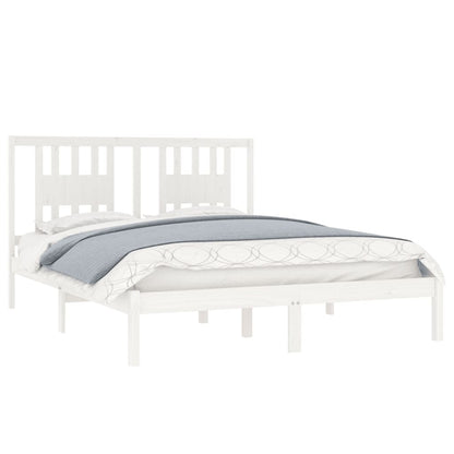 3104064 vidaXL Bed Frame without Mattress White Solid Wood 140x200 cm (810018+818671)