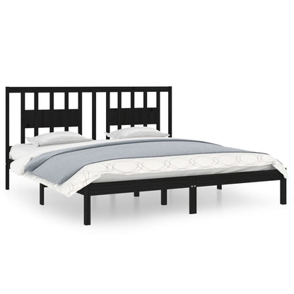 3104087 vidaXL Bed Frame without Mattress Black Solid Wood 200x200 cm (810041+818694)