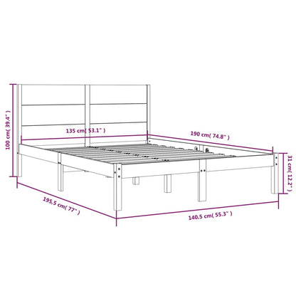 Bed Frame without Mattress 135x190 cm Double Solid Wood