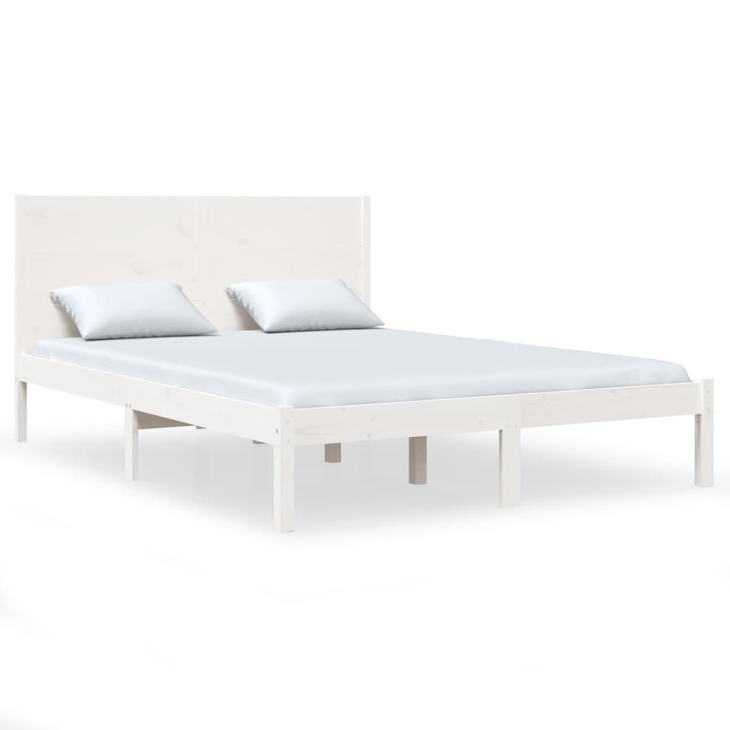 Bed Frame without Mattress White 140x190 cm Solid Wood Pine