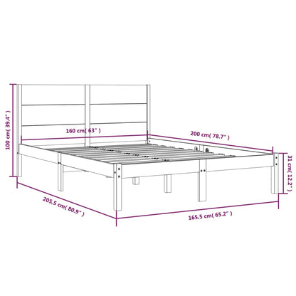 Bed Frame without Mattress 160x200 cm Solid Wood Pine