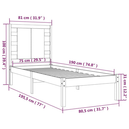 Bed Frame without Mattress 75x190 cm Small Single Solid Wood