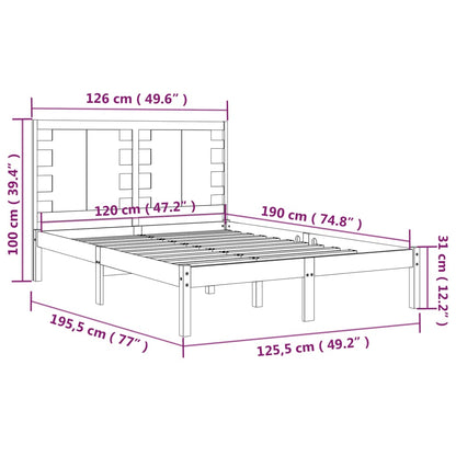 Bed Frame without Mattress White 120x190 cm Small Double Solid Wood