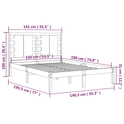 Bed Frame without Mattress 135x190 cm Double Solid Wood