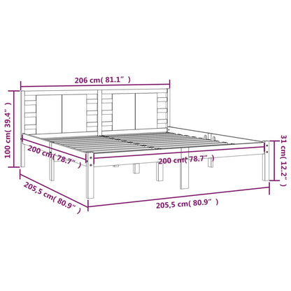 Bed Frame without Mattress Honey Brown 200x200 cm Solid Wood Pine