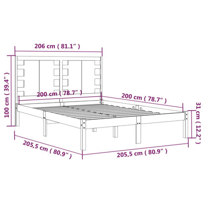 Bed Frame without Mattress Black 200x200 cm Solid Wood Pine