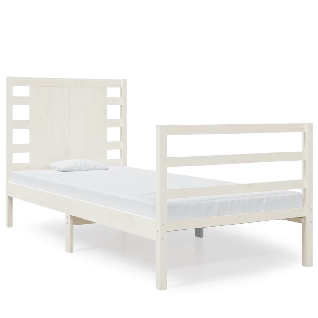 Bed Frame without Mattress White 75x190 cm Small Single Solid Wood Pine