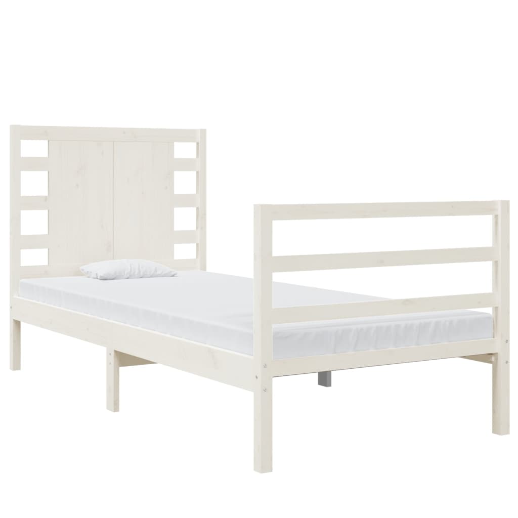 Bed Frame without Mattress White 75x190 cm Small Single Solid Wood Pine