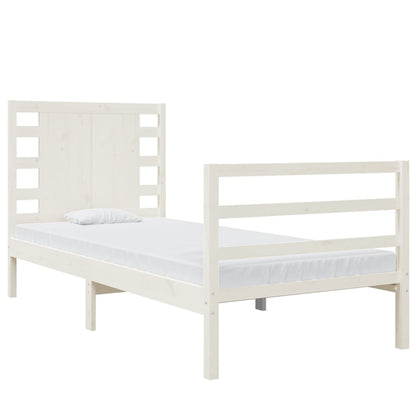 Bed Frame without Mattress White 75x190 cm Small Single Solid Wood Pine