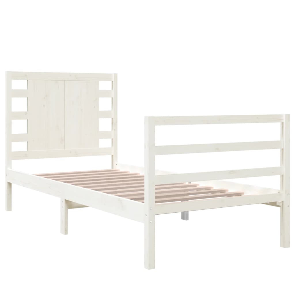Bed Frame without Mattress White 75x190 cm Small Single Solid Wood Pine