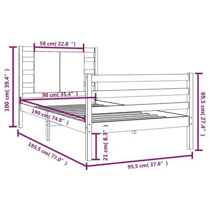 Bed Frame without Mattress 90x190 cm Single Solid Wood Pine