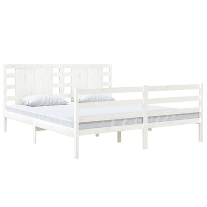 Bed Frame without Mattress White 150x200 cm King Size Solid Wood Pine