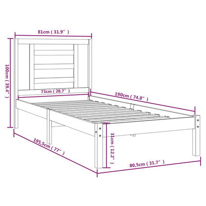 Bed Frame without Mattress White 75x190 cm Small Single Solid Wood