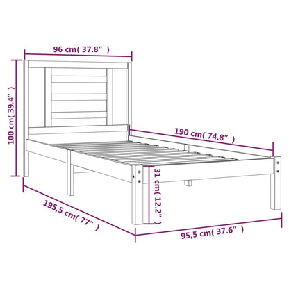 Bed Frame without Mattress 90x190 cm Single Solid Wood Pine