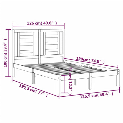 Bed Frame without Mattress White 120x190 cm Small Double Solid Wood