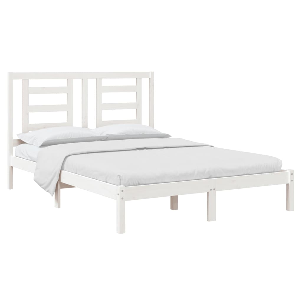 Bed Frame without Mattress White 140x190 cm Solid Wood Pine