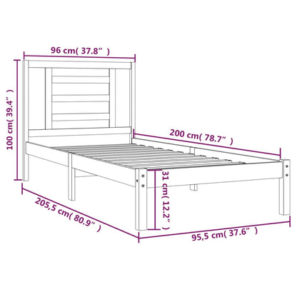 Bed Frame without Mattress 90x200 cm Solid Wood Pine