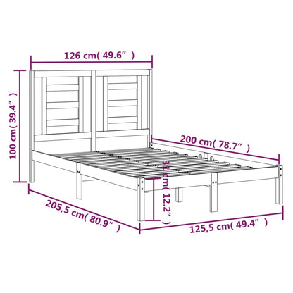Bed Frame without Mattress 120x200 cm Solid Wood Pine