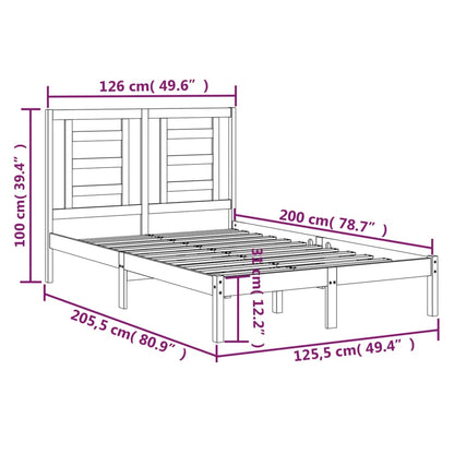 Bed Frame without Mattress White 120x200 cm Solid Wood Pine