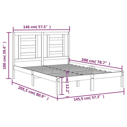Bed Frame without Mattress 140x200 cm Solid Wood Pine