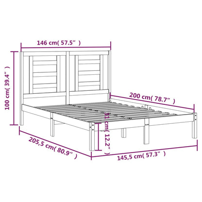 Bed Frame without Mattress White 140x200 cm Solid Wood Pine