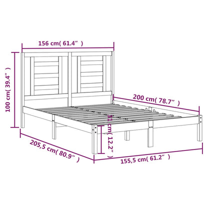Bed Frame without Mattress 150x200 cm King Size Solid Wood Pine
